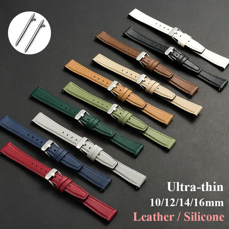 Dress Watch Ultra Thin - Ultra-thin Leather Watch Band Silicone Wristbelt