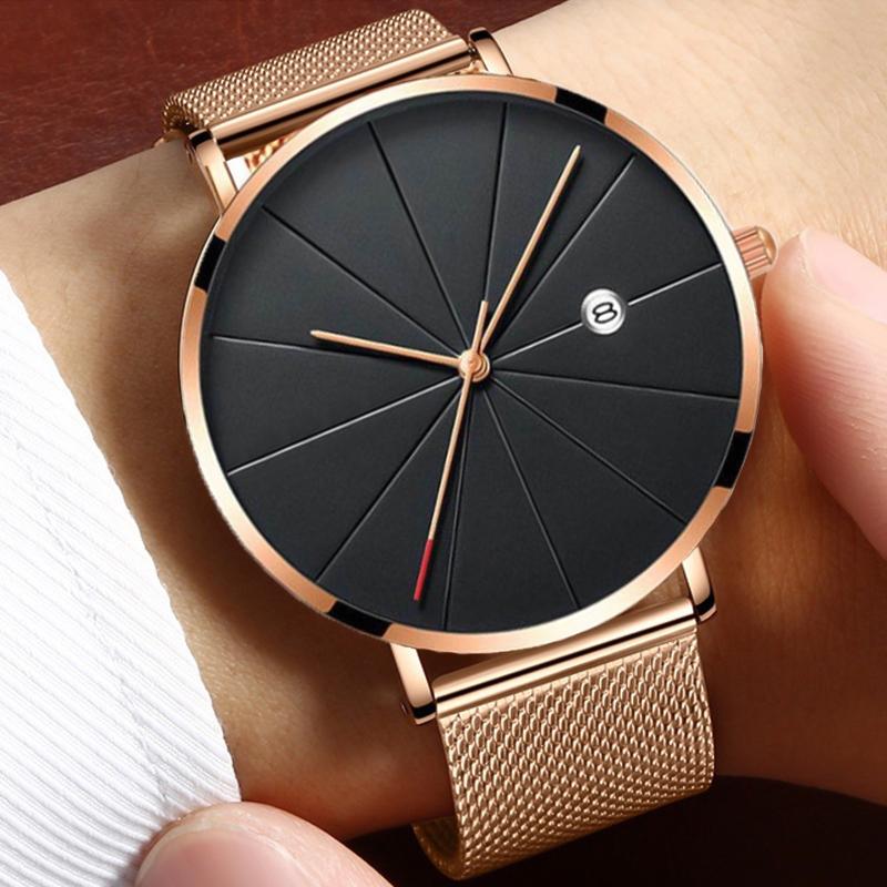 Luxury Men Watches Men Gold Wa - Dress Watch Ultra Thin ulasan dan harga