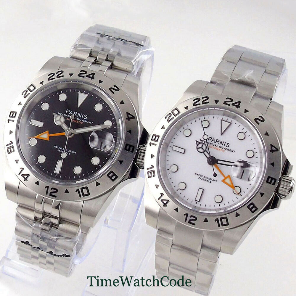 Parnis 40mm Sapphire Glass Aut - Gmt Dual Timezone Watch ulasan dan harga