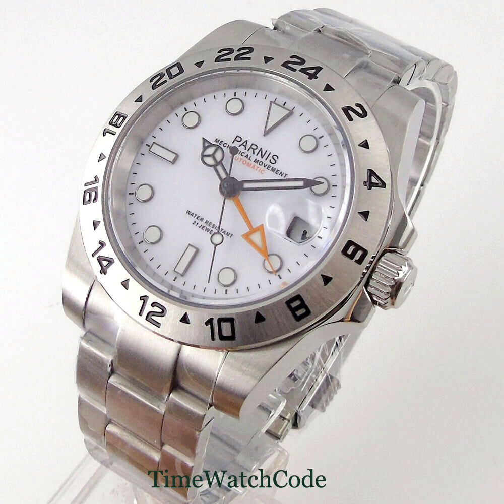 Parnis 40mm Sapphire Glass Aut - Gmt Dual Timezone Watch ulasan dan harga