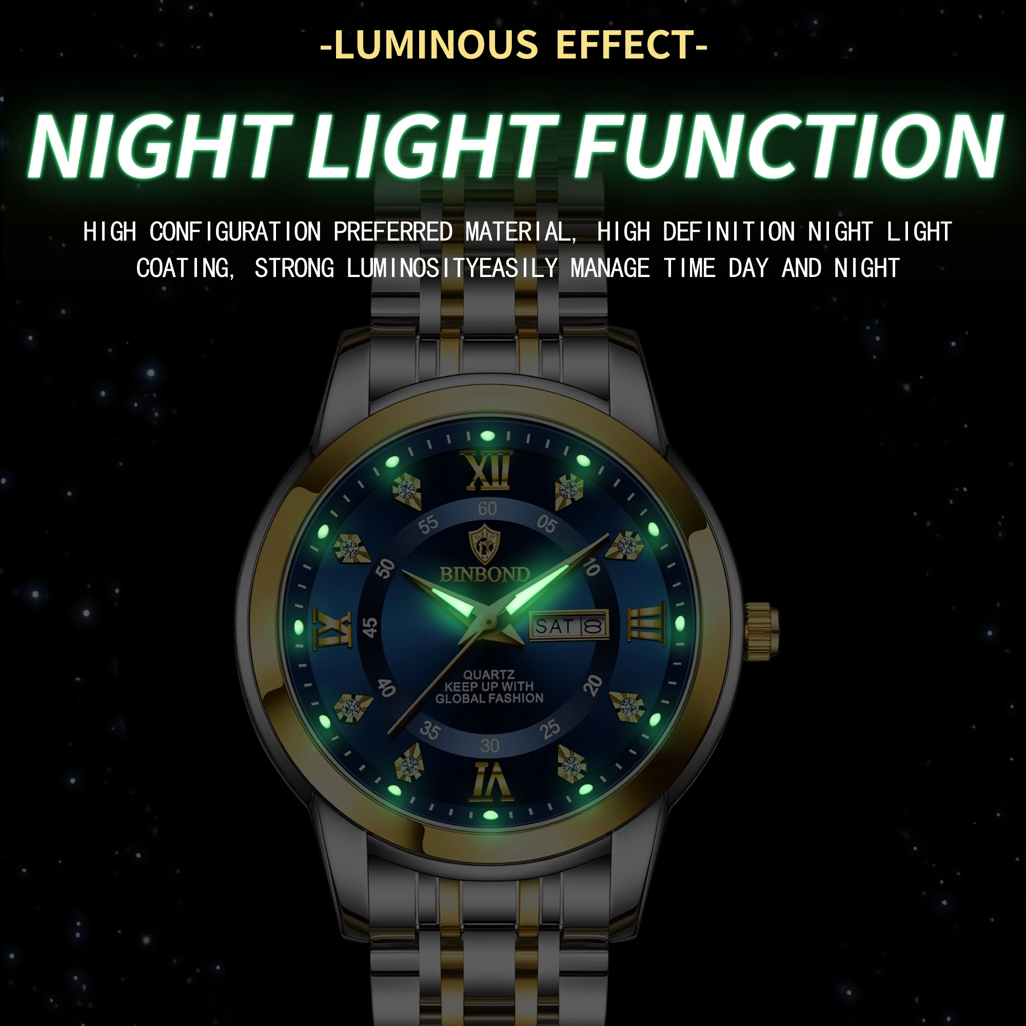 BINBOND B7169 Top Brand Luxury - Luxury Watch Green ulasan dan harga