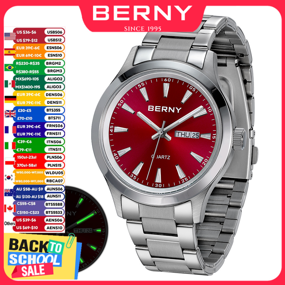 BERNY Men Quartz Watch  Fashio - Dress Watch Ultra Thin ulasan dan harga